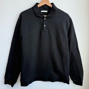 Zara Black Heavy Cotton Polo Sweater